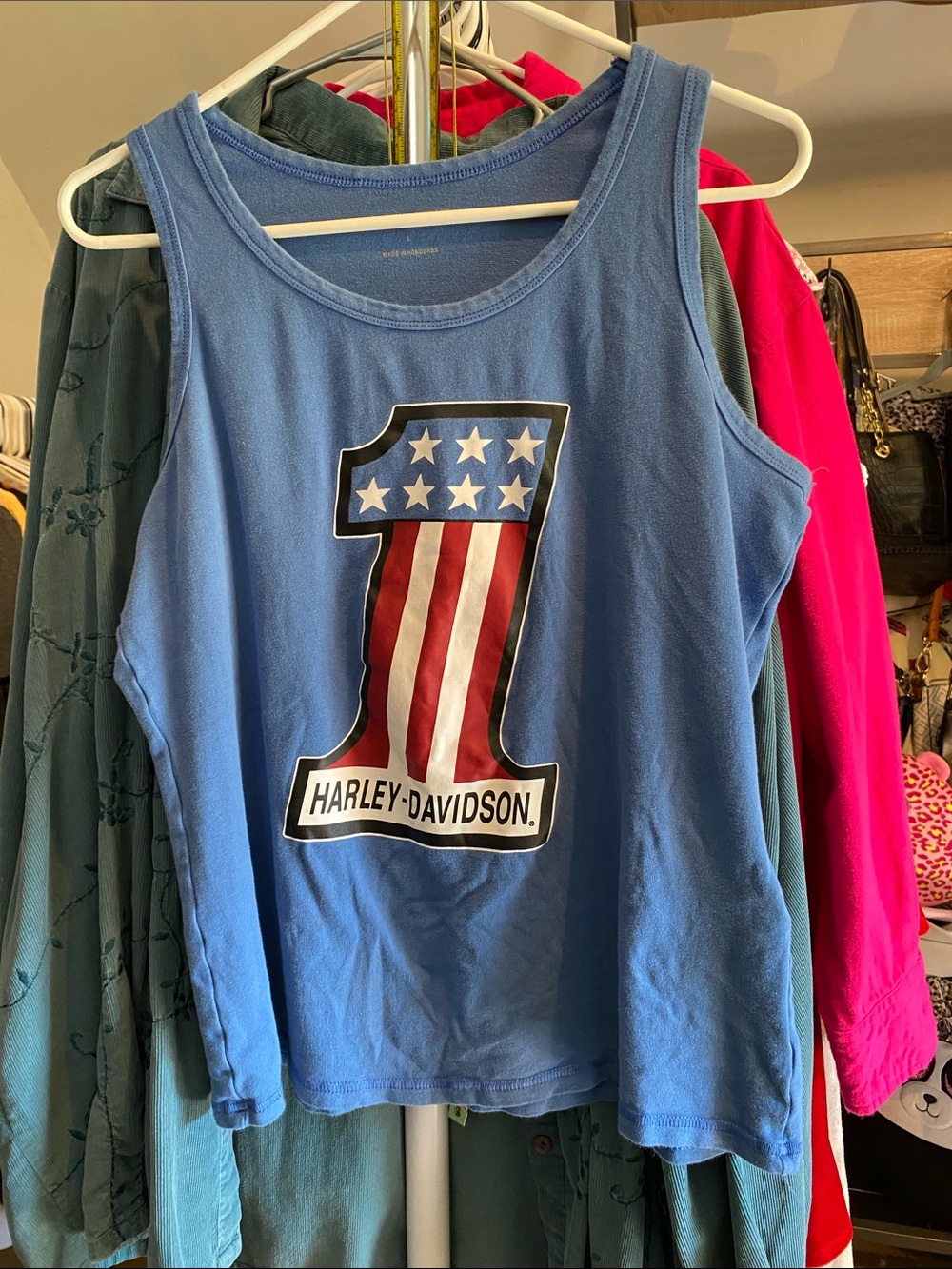 Harley-Davidson Blue Tank Top with American '1' Graphic